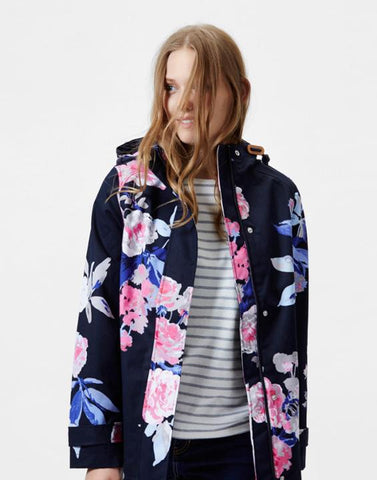 Joules Coast Print Marine Navy Beau Bloom Floral Coat Waterproof Printed Jacket