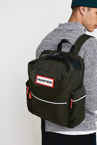 Hunter Boots Brand Dark Olive Green Original Logo Backpack Top Clip Nylon
