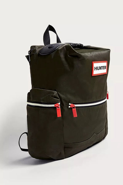 Hunter Boots Brand Dark Olive Green Original Logo Backpack Top Clip Nylon