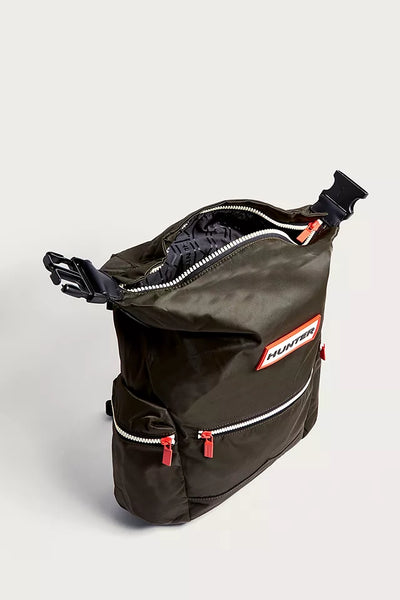 Hunter Boots Brand Dark Olive Green Original Logo Backpack Top Clip Nylon