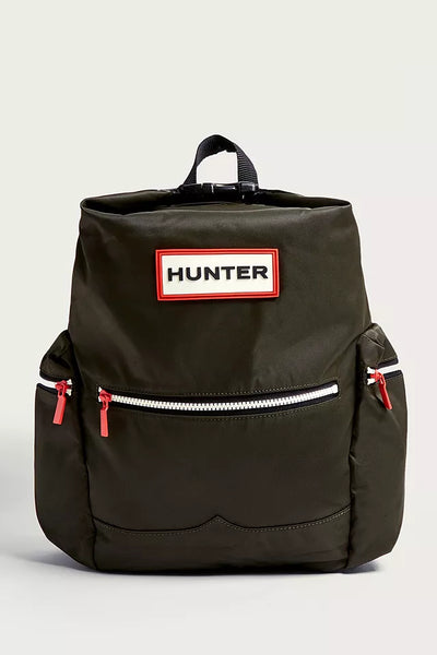 Hunter Boots Brand Dark Olive Green Original Logo Backpack Top Clip Nylon