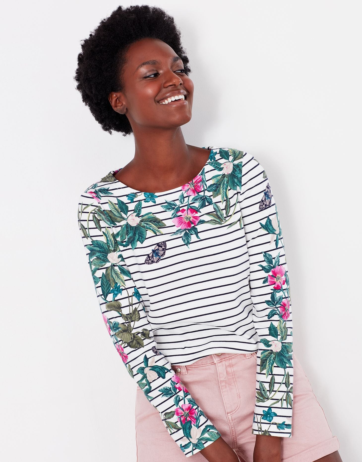 Joules Womens Harbour Print Cream Navy Floral Jersey Top Ladies Long S –  Kent \u0026 Country