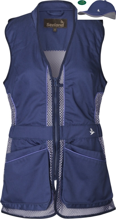 Vest and Cap Deal Seeland Womens Skeet 2 II Clay Waistcoat Patriot Blue Shooting Vest Gilet