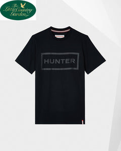 Hunter Boots Brand Mens Original Logo T-Shirt Black with White Logo