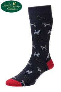 Navy Scott-Nichol Dog Print socks