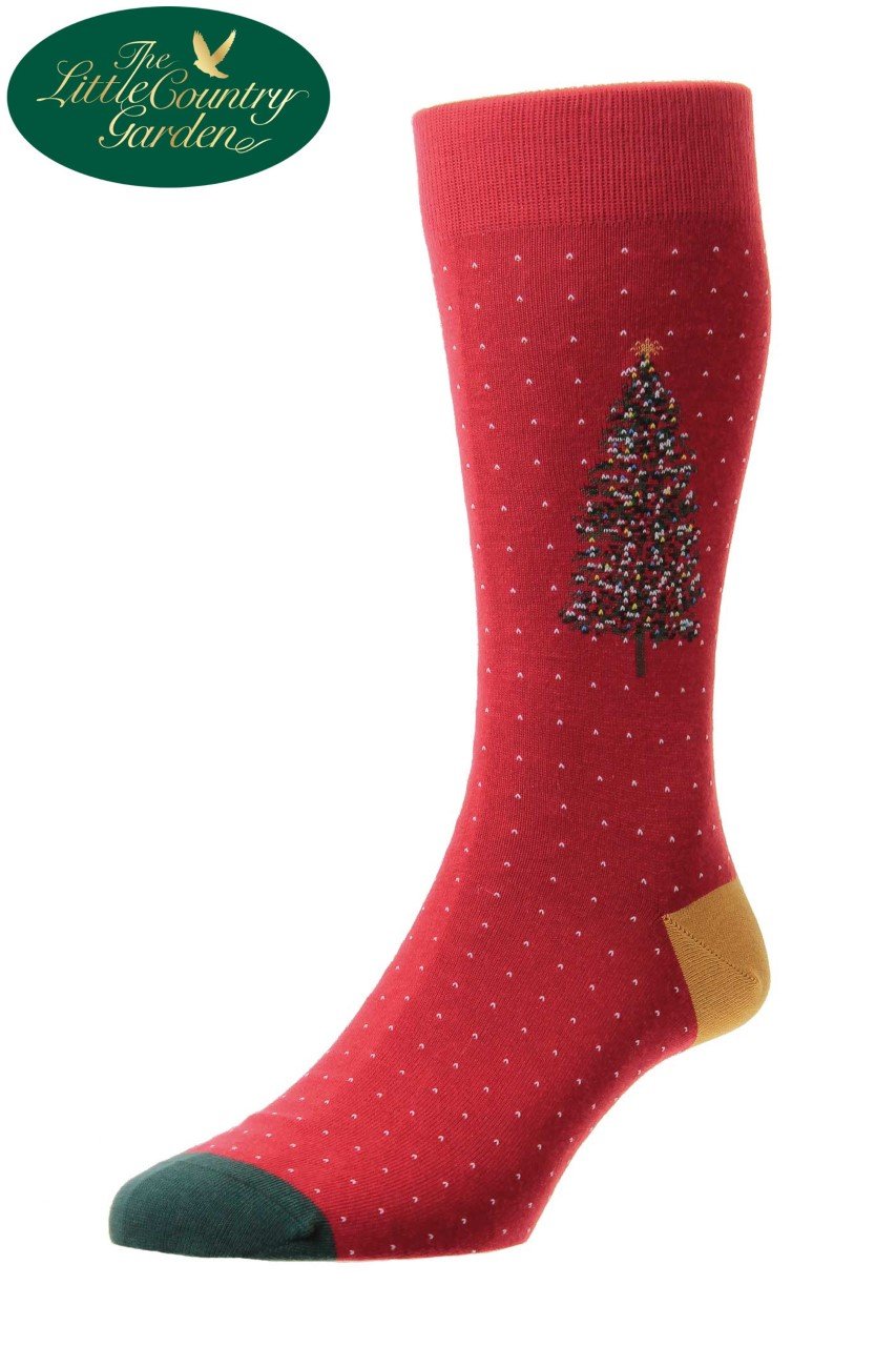 Red Scott-Nichol Christmas Tree Print Socks