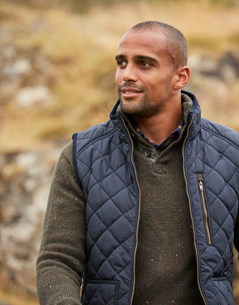 Joules Mens Halesworth Quilted Fleece Lined Gilet Marine Navy Waistcoat Vest