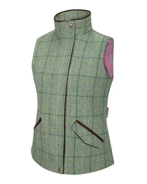 Hoggs of Fife Womens Roslin Technical Tweed Waistcoat Spring Bracken Green Field Pro