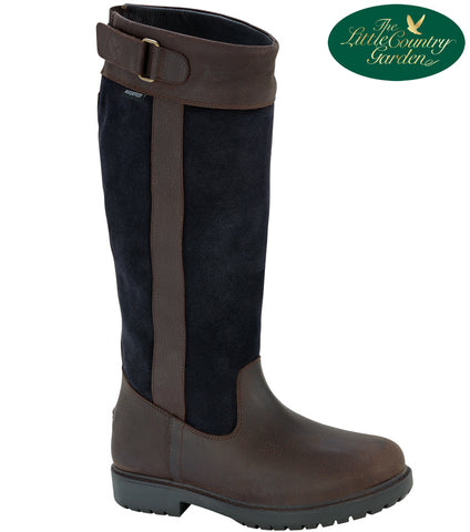 Hoggs of Fife Womens Cleveland Brown Navy Leather Tall Boot Ladies Boots