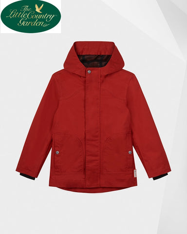 KIDS RED COTTON RAIN COAT MID LENGTH
