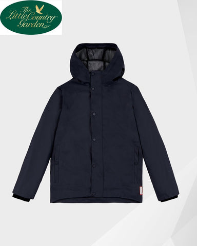Hunter Boot Brand Kids Waterproof Navy Rubberised Jacket Rain Coat