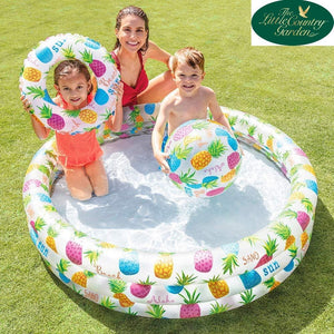 INTEX PINEAPPLE SPLASH POOL SET PADDLING POOL WITH BALL AND SWIM RING