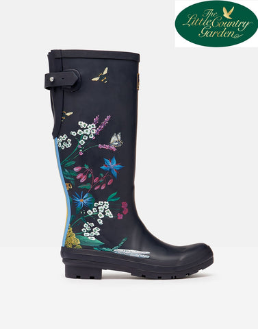 Joules Navy Bee Floral Welly Print Womens Wellies Wellington Boots