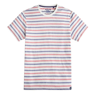 Joules Graphic Boathouse Mens Tshirt White Multi Stripe Tee Boat House Top