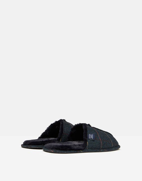 Joules Navy Tweed Furlton Mule Slippers Mens