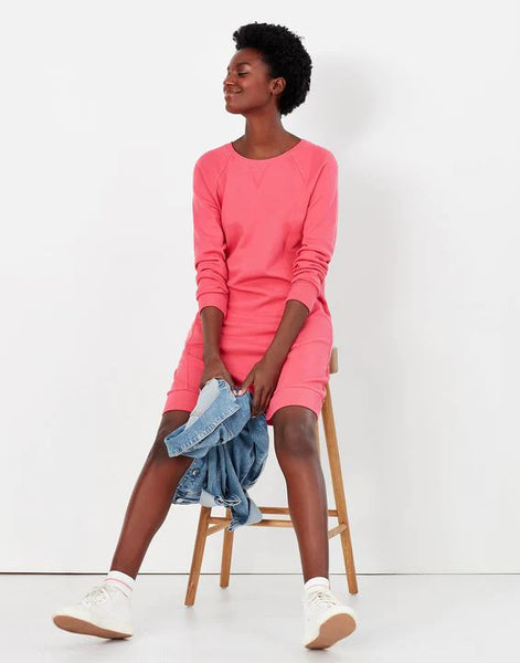 Joules Womens Heidi Rosehip Pink Jersey Sweatshirt Jumper Dress