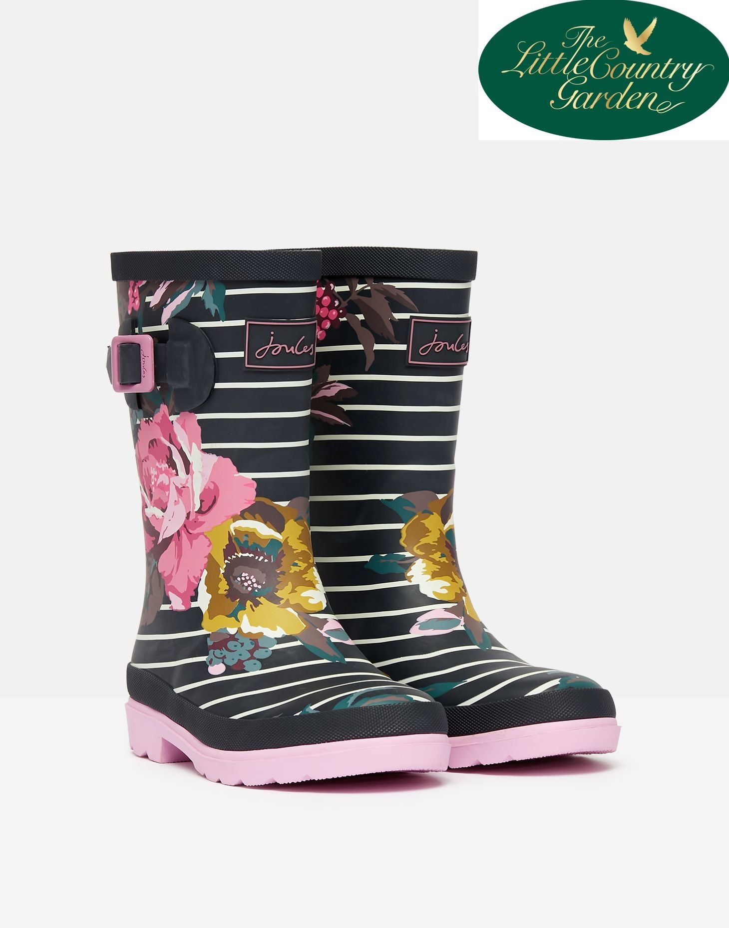Joules Kids Junior Welly Print Navy Stripe Floral Wellies Wellington Boots