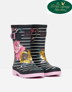 Joules Kids Junior Welly Print Navy Stripe Floral Wellies Wellington Boots