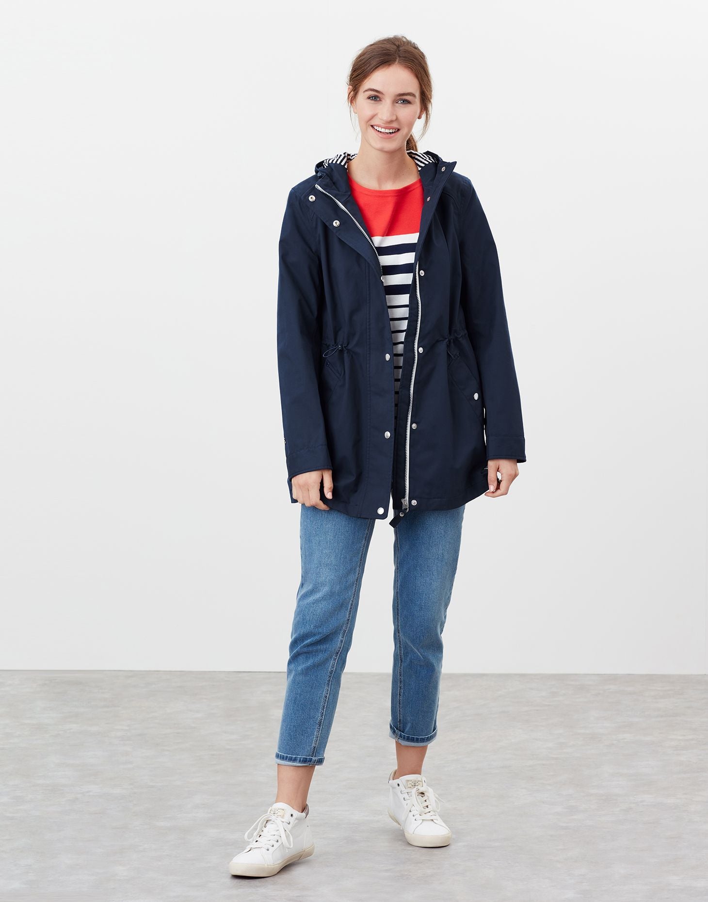 Joules Women's Navy Shoreside Coastal Waterproof Rain Coat