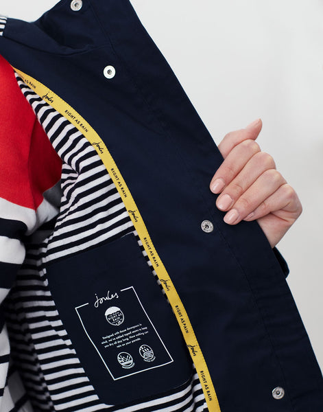 Joules Women's Navy Shoreside Coastal Waterproof Rain Coat