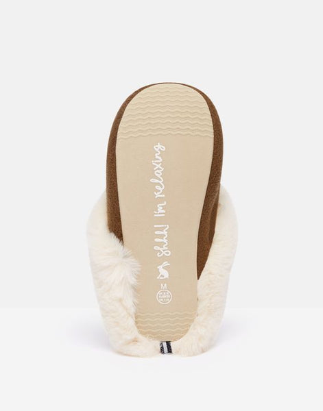 Joules Slippet Luxe Pheasant Slippers Brown