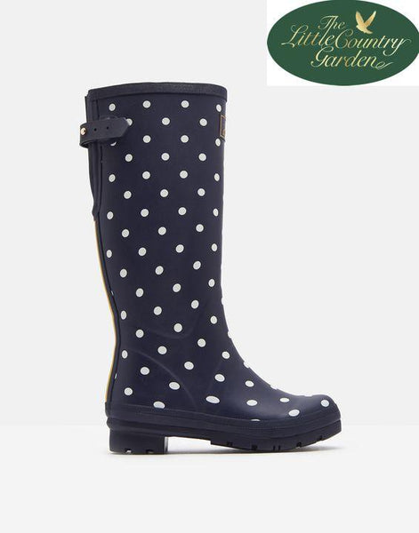 Joules Womens Welly Print French Navy Spot Boots Tall Wellington Wellies