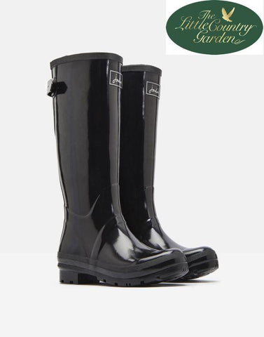 Joules Womens Field Gloss Black Welly Tall Wellington Boots Wellies