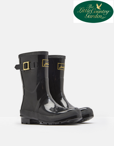 Joules Womens Kelly Welly Gloss True Black Short Welly Boots Wellington Wellies