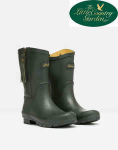 Joules Womens Rosalind Dark Evergreen Green Short Welly Boots Changeable Tassels 