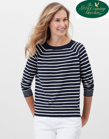 Joules Womens Vicky Knitted Stripe Jumper Navy Cream Stripe