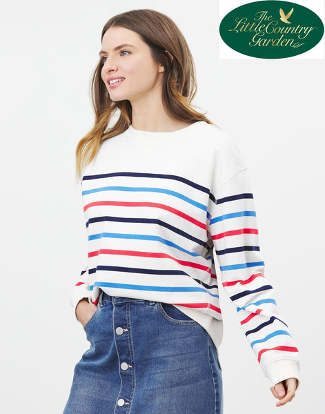 Joules Womens Monique Crew Neck Sweatshirt Cream Multi Stripe