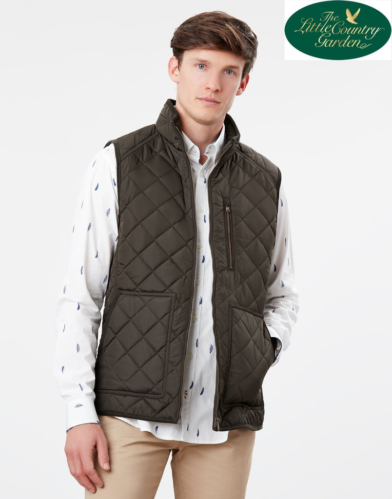 Joules Mens Halesworth Quilted Fleece Lined Gilet Heritage Green