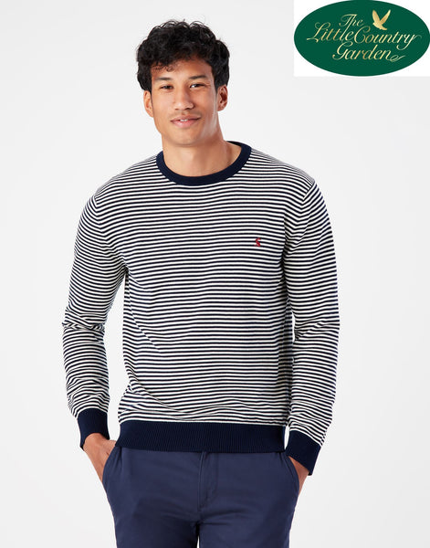 Joules Mens Jarvis Stripe Crew Neck Jumper Navy Cream Stripe