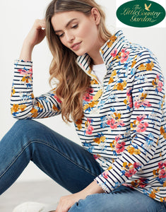 Joules Womens Pip Print Casual Half Zip Sweatshirt Cream Navy Floral