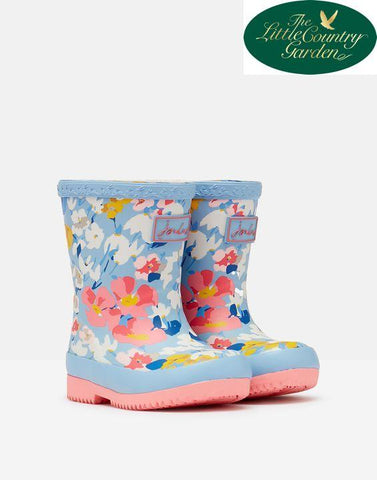 Joules Kids Baby Welly Print Blue Floral Wellies Wellington Boots