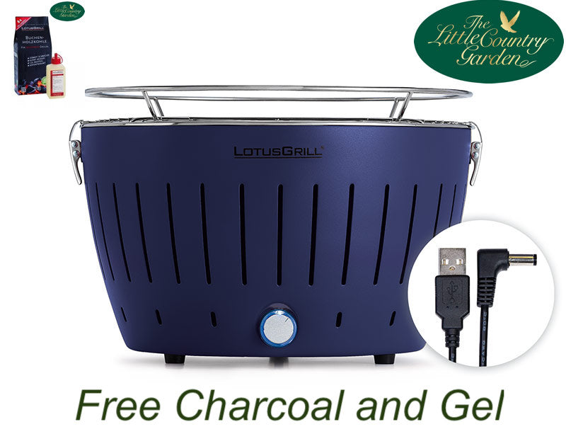 Lotus Grill Mini Smokeless Grill Deep Blue LotusGrill Free Charcoal and Lighting Gel