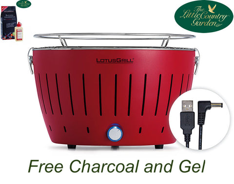 Lotus Grill Mini Smokeless Grill Blazing Red LotusGrill Free Charcoal and Lighting Gel