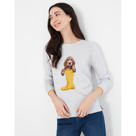 Joules women's Miranda Knitted Intarsia Crew Neck Jumper Grey Marl
