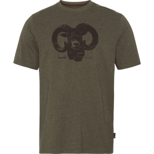 Seeland Outdoor T-Shirt Pine Green Melange Ram Graphic Tshirt