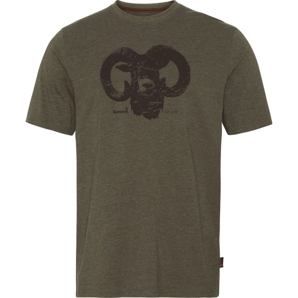 Seeland Outdoor T-Shirt Pine Green Melange Ram Graphic Tshirt