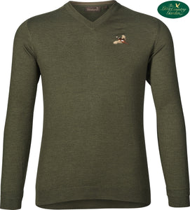 Seeland Woodcock V-Neck Pullover Classic Green Jumper Merino Wool