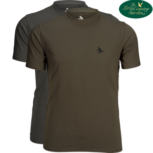 Seeland Mens Outdoor 2 Pack Tshirt Raven Black and Pine Green Country Shooting