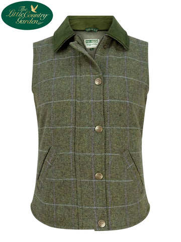 Hoggs of Fife - Albany Womens Lambswool Tweed Waistcoat Shooting Country Green