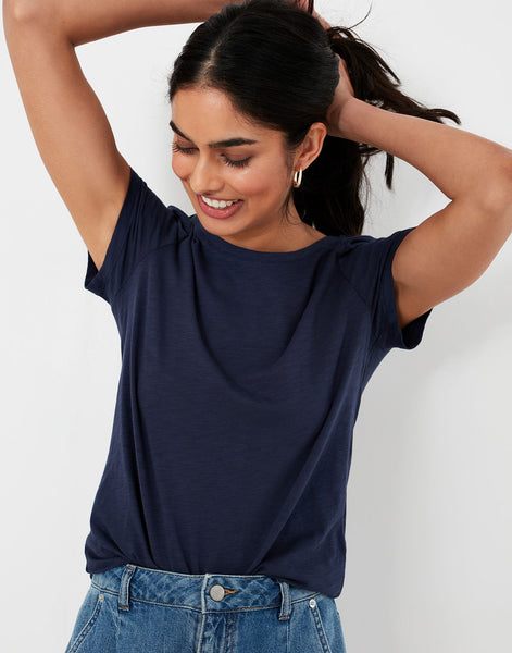 Joules Women's Carley Solid Classic Crew T-Shirt Marine Navy