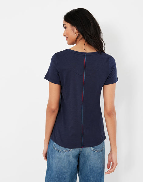 Joules Women's Carley Solid Classic Crew T-Shirt Marine Navy
