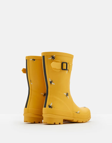 Joules Mollie Mid- Height Printed Welly Yellow Bee Short Wellington Boots Wellies