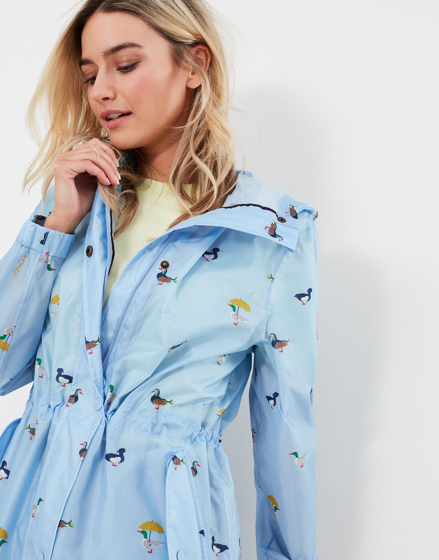 Joules Women's Golightly Packable Waterproof Coat Duckmarch Blue