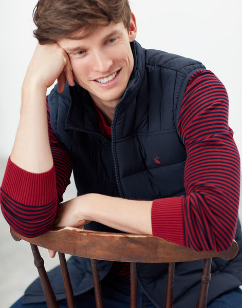Joules Men's Go-To padded Gilet Navy Go To Waistcoat Vest Small