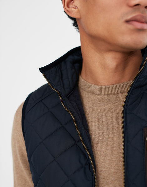 Joules Mens Halesworth Quilted Fleece Lined Gilet Marine Navy Waistcoat Vest