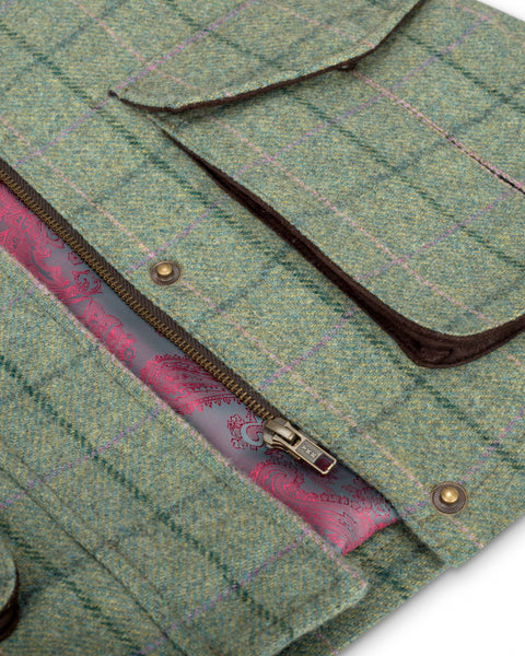 Hoggs of Fife Womens Roslin Technical Tweed Field Coat Green Spring Bracken